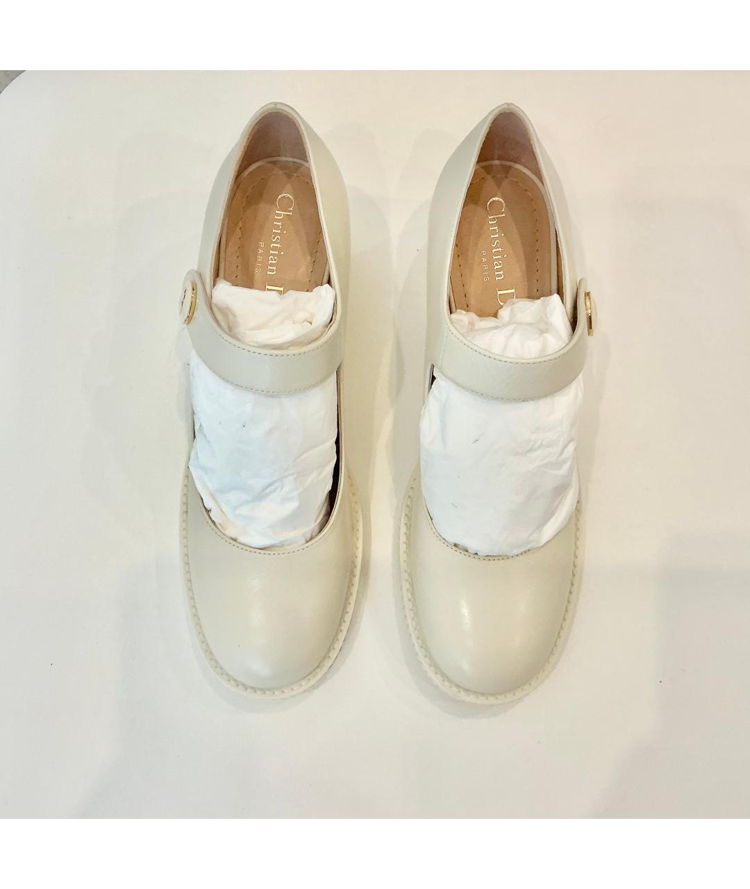CHRISTIAN DIOR Бежевые кожаные туфли, фото 7