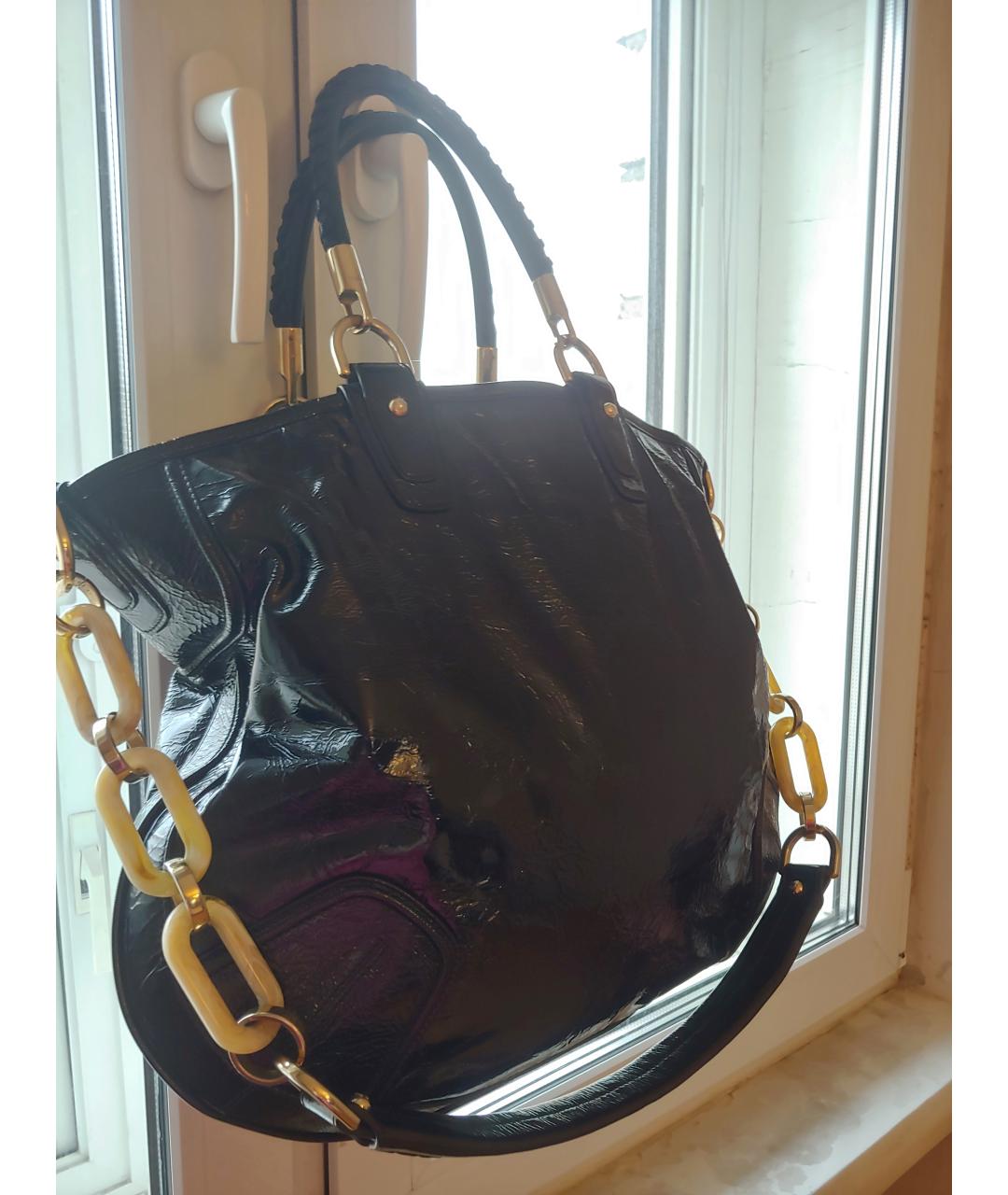 BALLY Черная сумка тоут из лакированной кожи, фото 7
