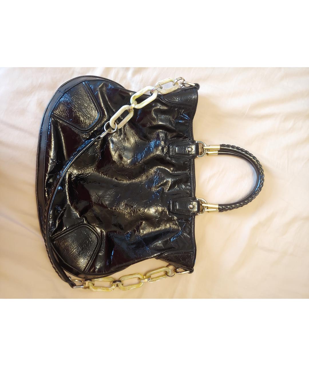 BALLY Черная сумка тоут из лакированной кожи, фото 10