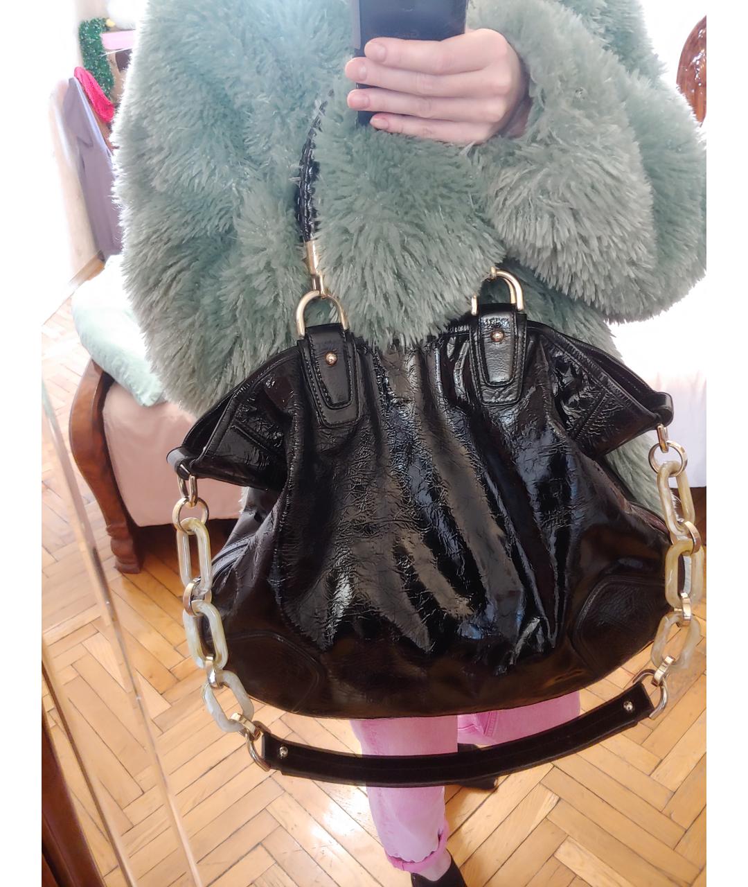 BALLY Черная сумка тоут из лакированной кожи, фото 2