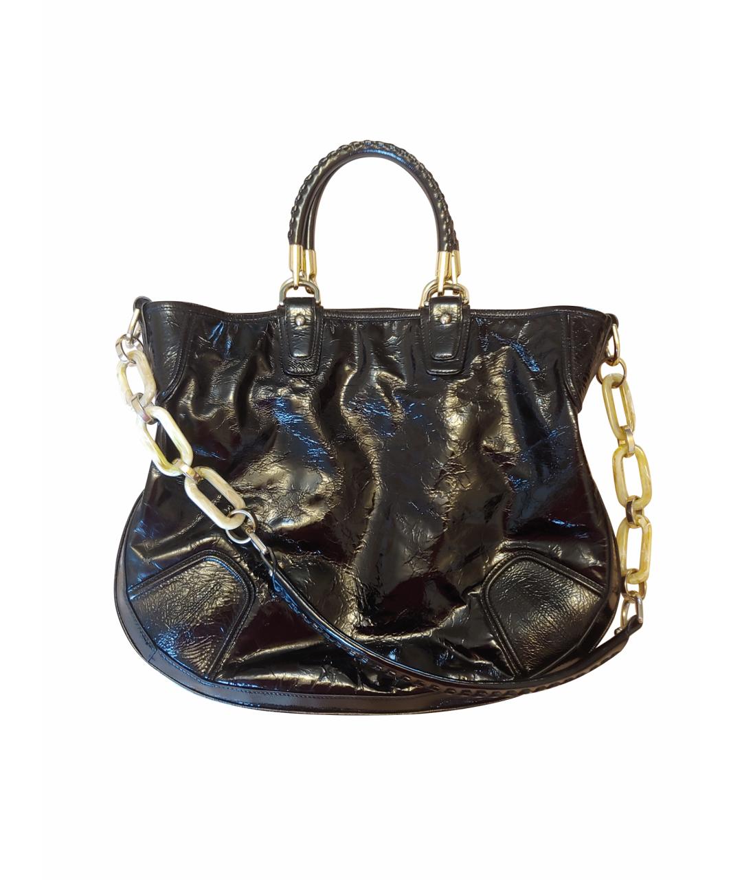 BALLY Черная сумка тоут из лакированной кожи, фото 1