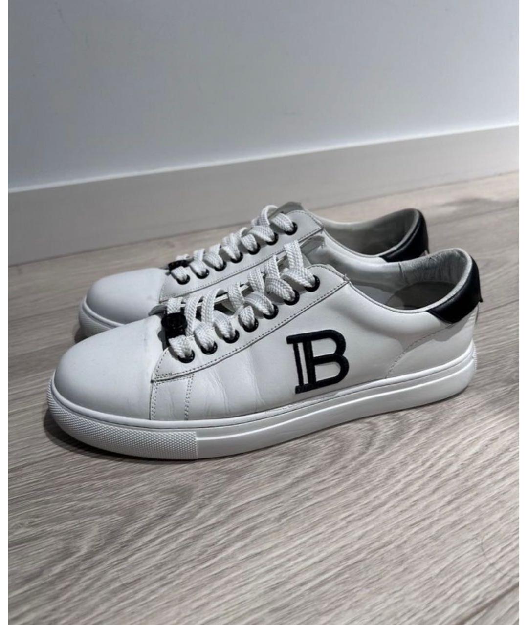 BALMAIN Белые низкие кроссовки / кеды из искусственной кожи, фото 7