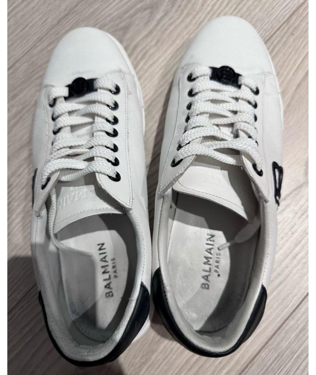 BALMAIN Белые низкие кроссовки / кеды из искусственной кожи, фото 3