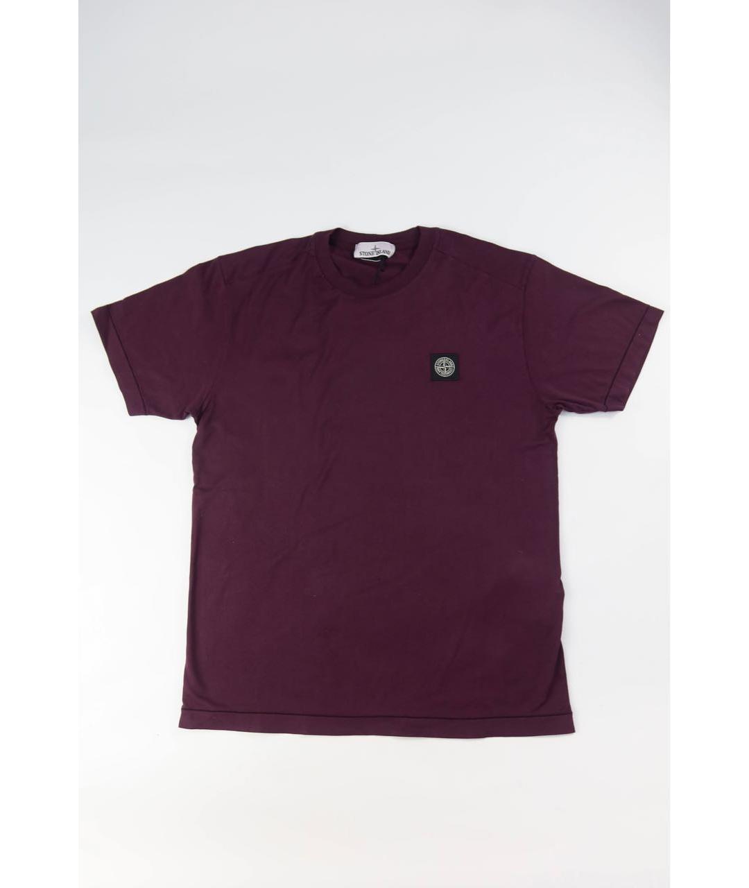 STONE ISLAND Бордовая хлопковая футболка, фото 5