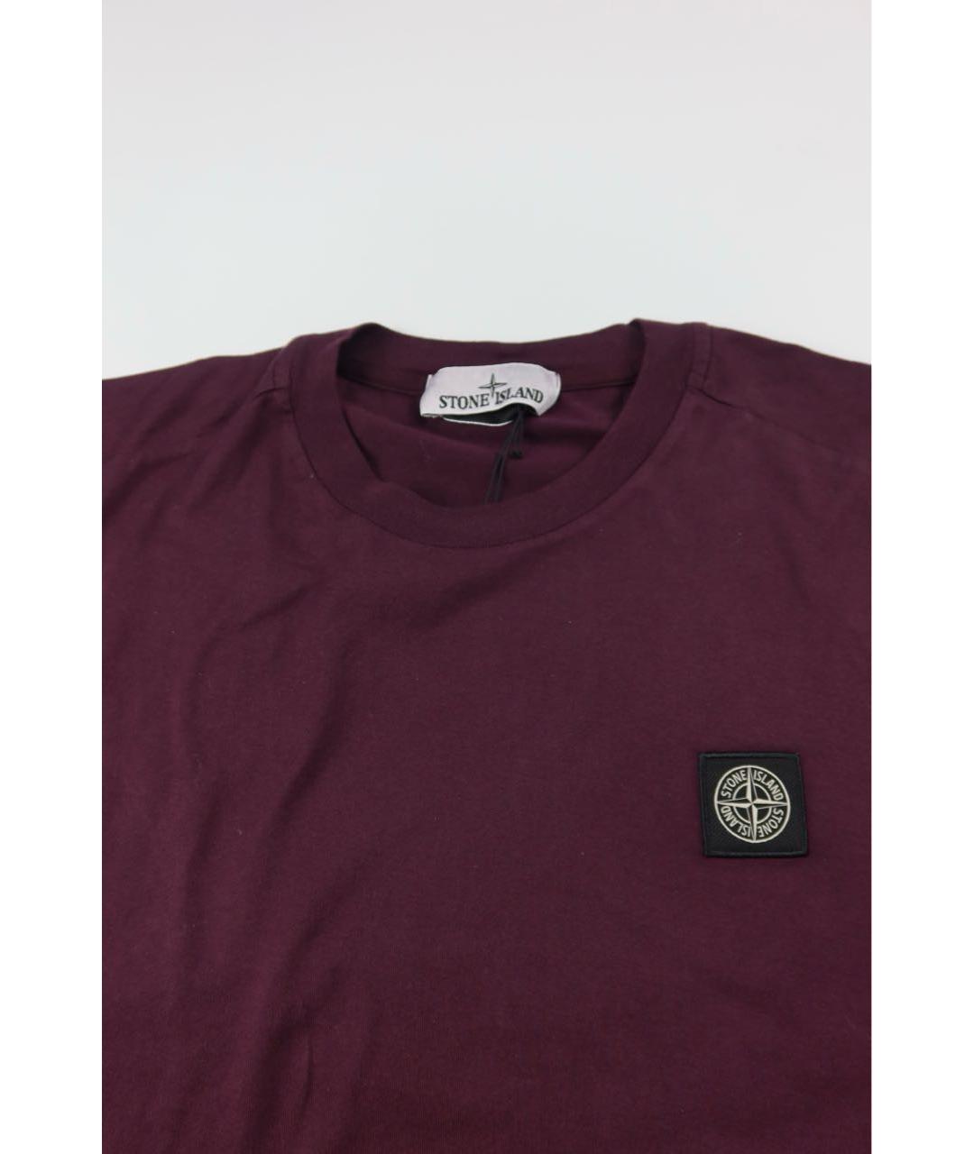 STONE ISLAND Бордовая хлопковая футболка, фото 3