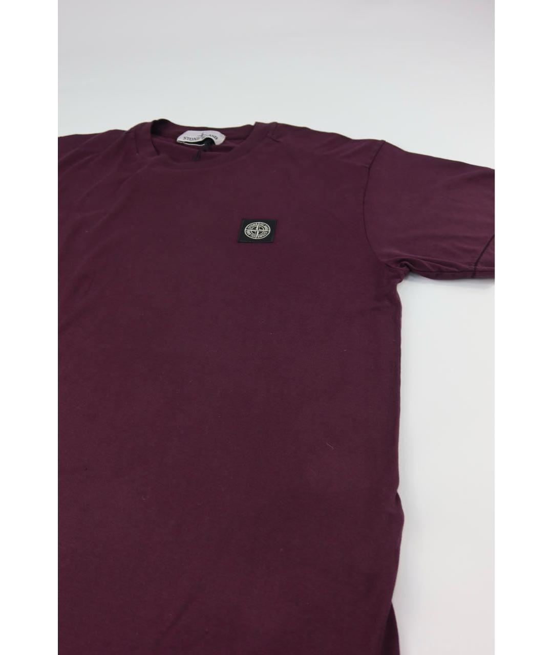 STONE ISLAND Бордовая хлопковая футболка, фото 2