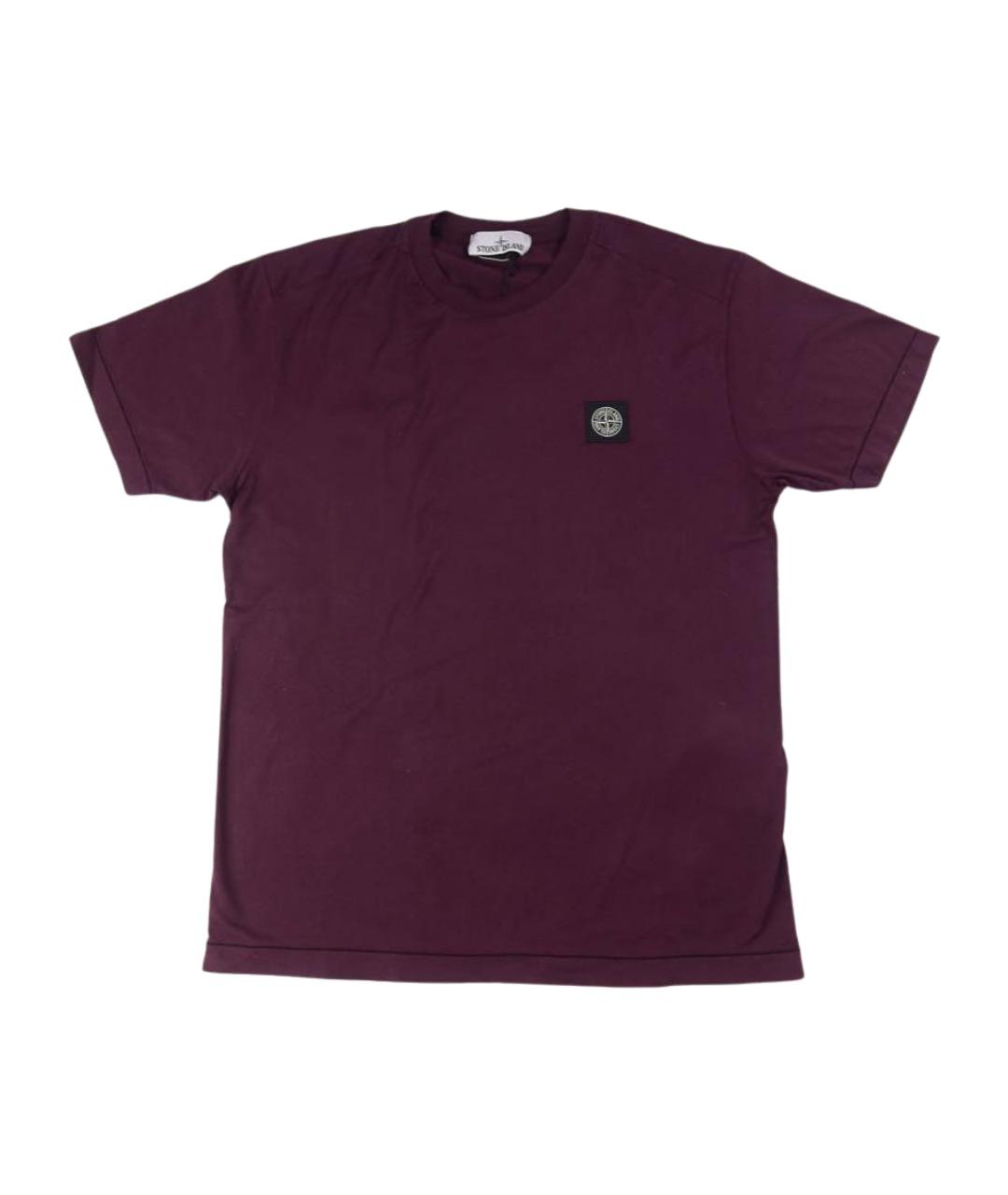 STONE ISLAND Бордовая хлопковая футболка, фото 1