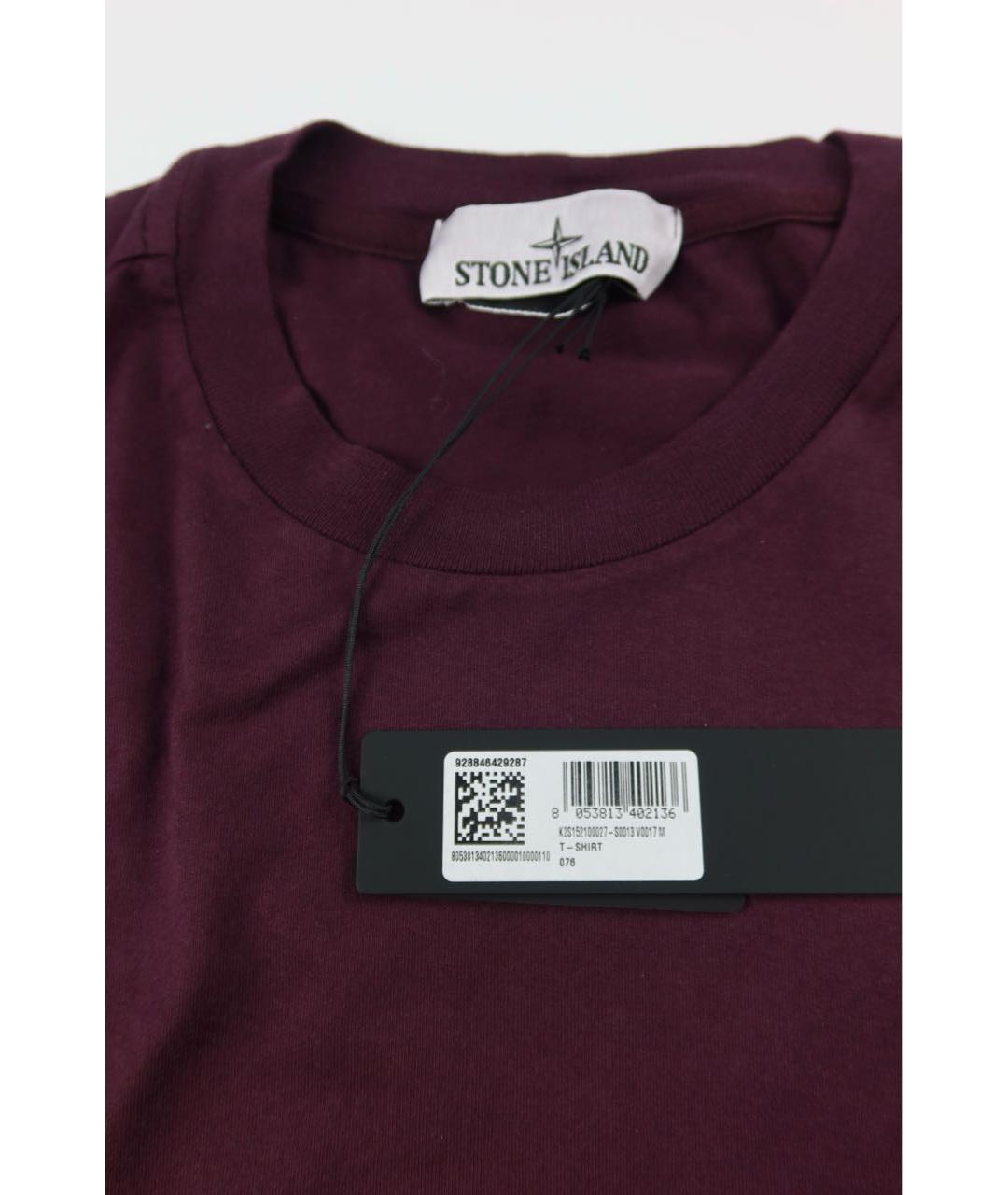 STONE ISLAND Бордовая хлопковая футболка, фото 4