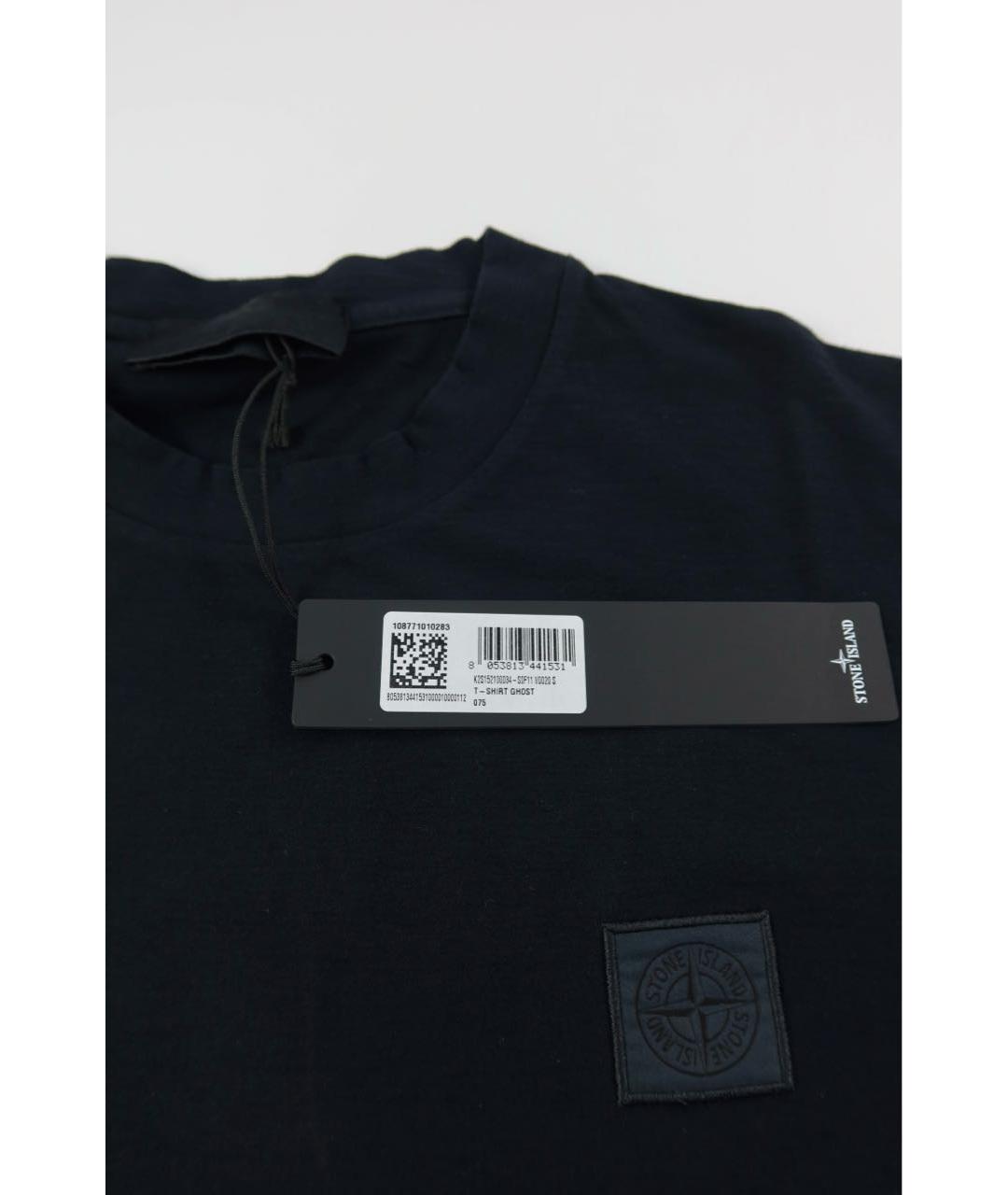 STONE ISLAND Темно-синяя хлопковая футболка, фото 4