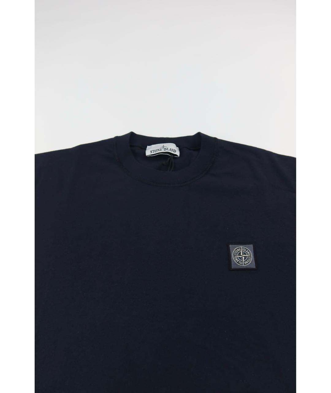 STONE ISLAND Темно-синяя хлопковая футболка, фото 3