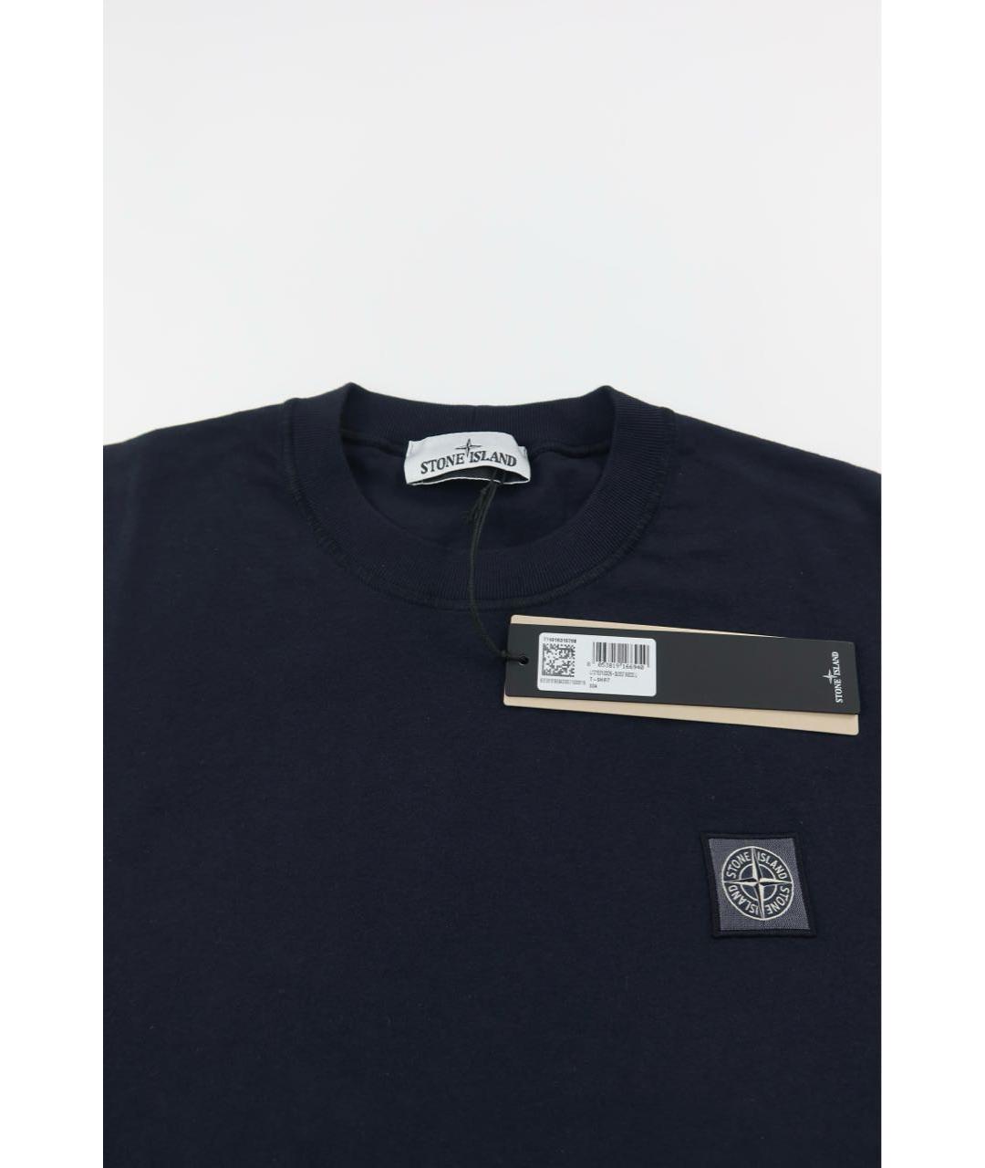 STONE ISLAND Темно-синяя хлопковая футболка, фото 4