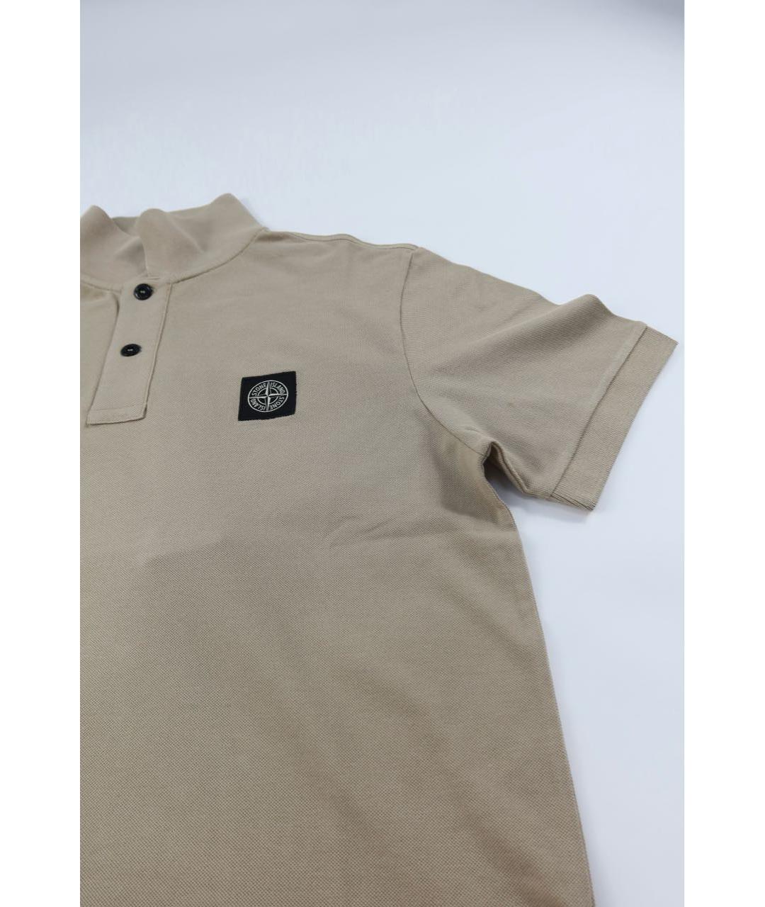 STONE ISLAND Бежевое хлопковое поло с коротким рукавом, фото 2