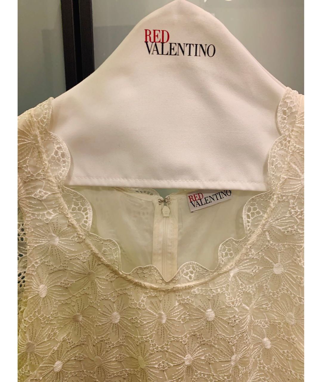 RED VALENTINO Белое шелковое повседневное платье, фото 6