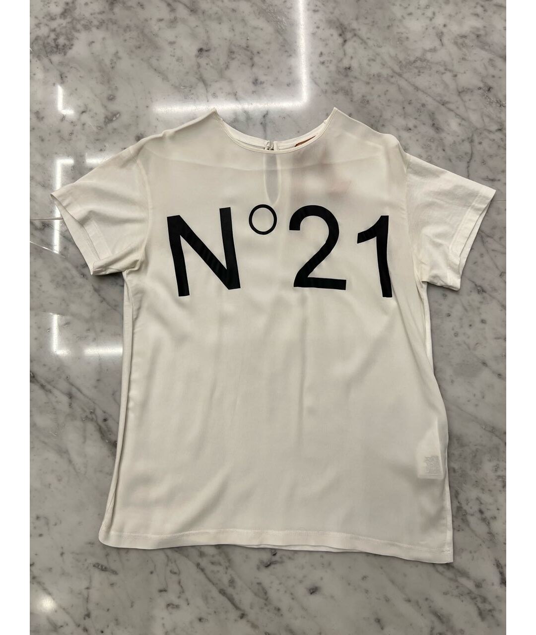 NO. 21 Белая шелковая футболка, фото 4