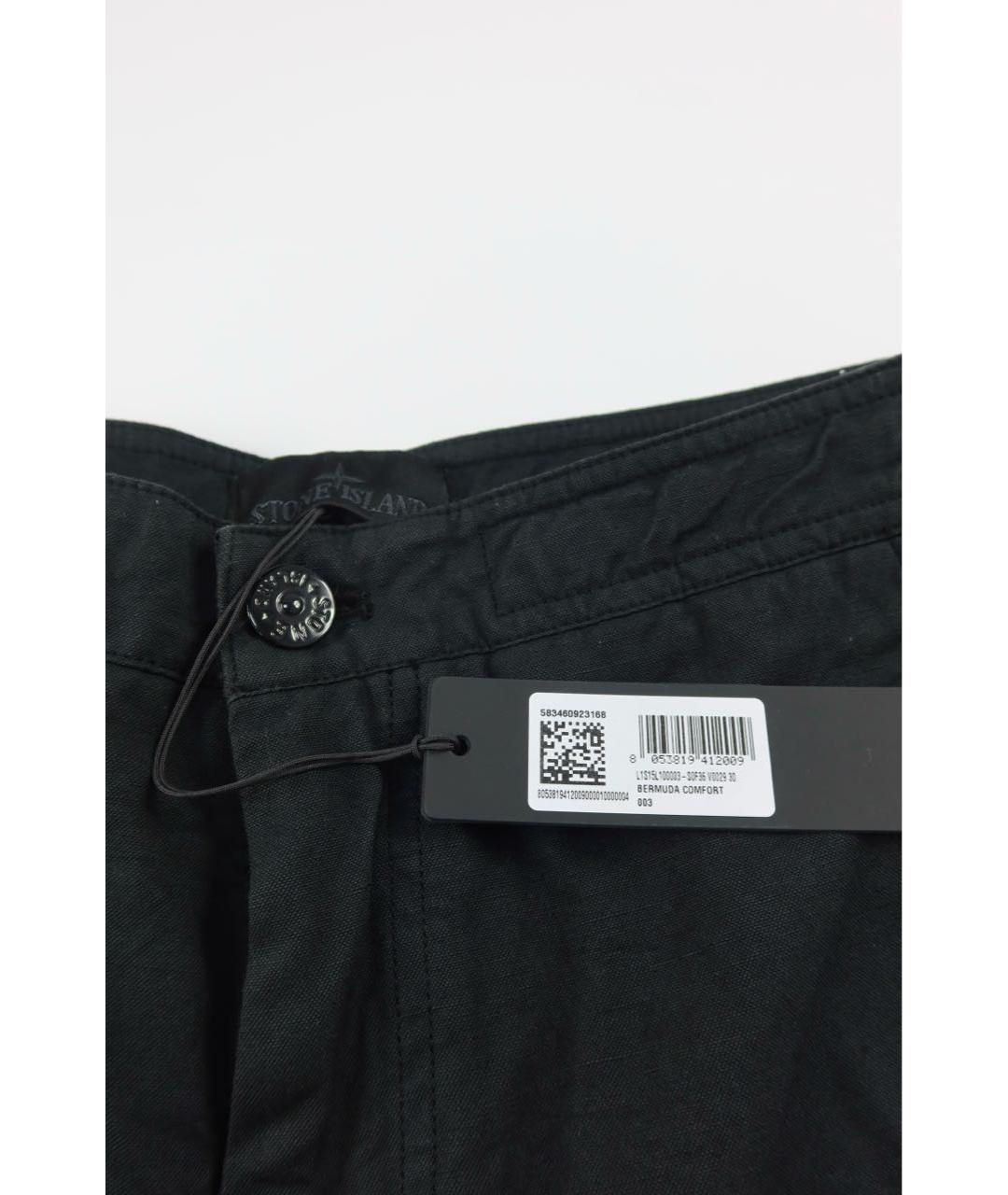 STONE ISLAND Черные хлопковые шорты, фото 4