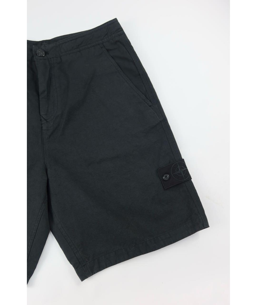 STONE ISLAND Черные хлопковые шорты, фото 2