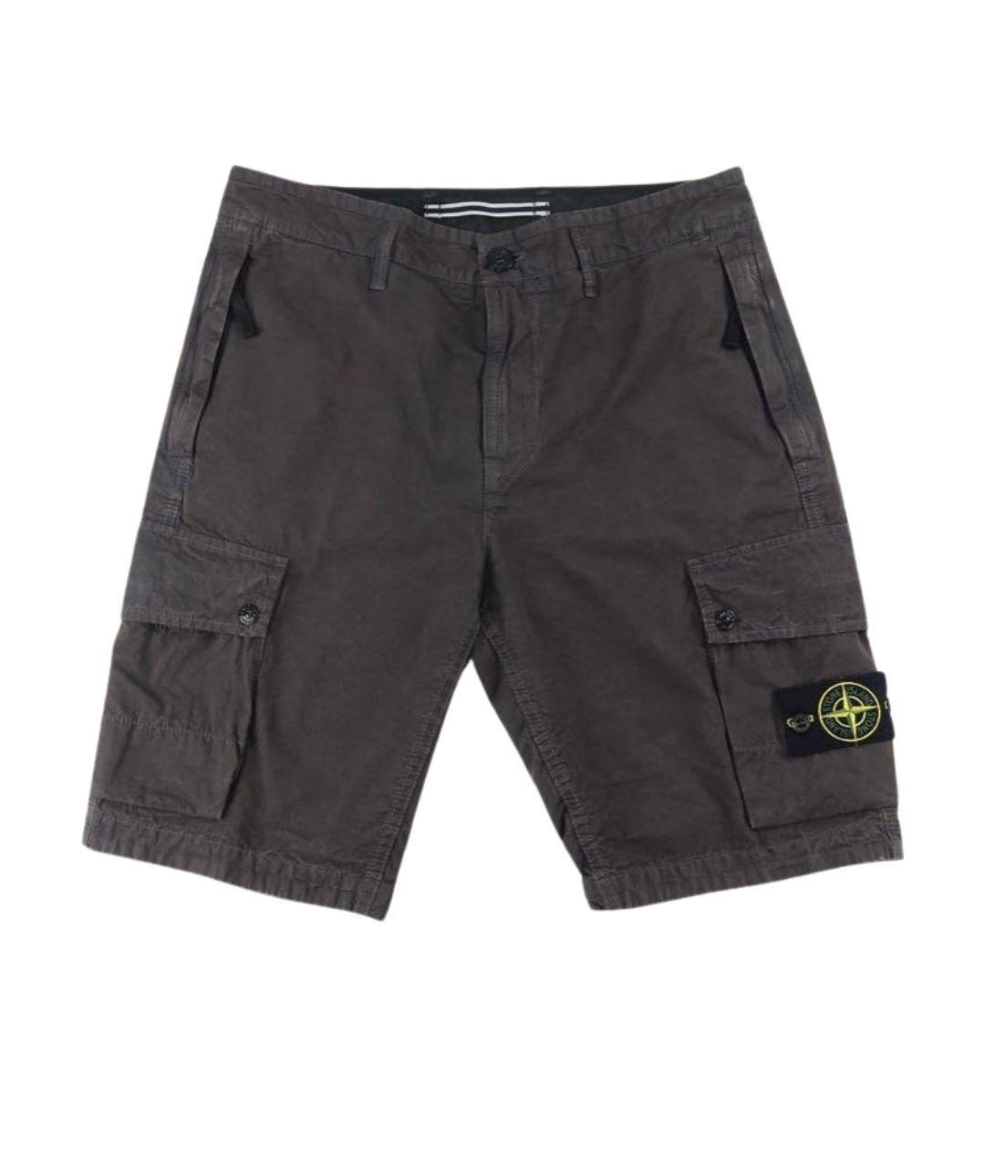 STONE ISLAND Коричневые хлопковые шорты, фото 1