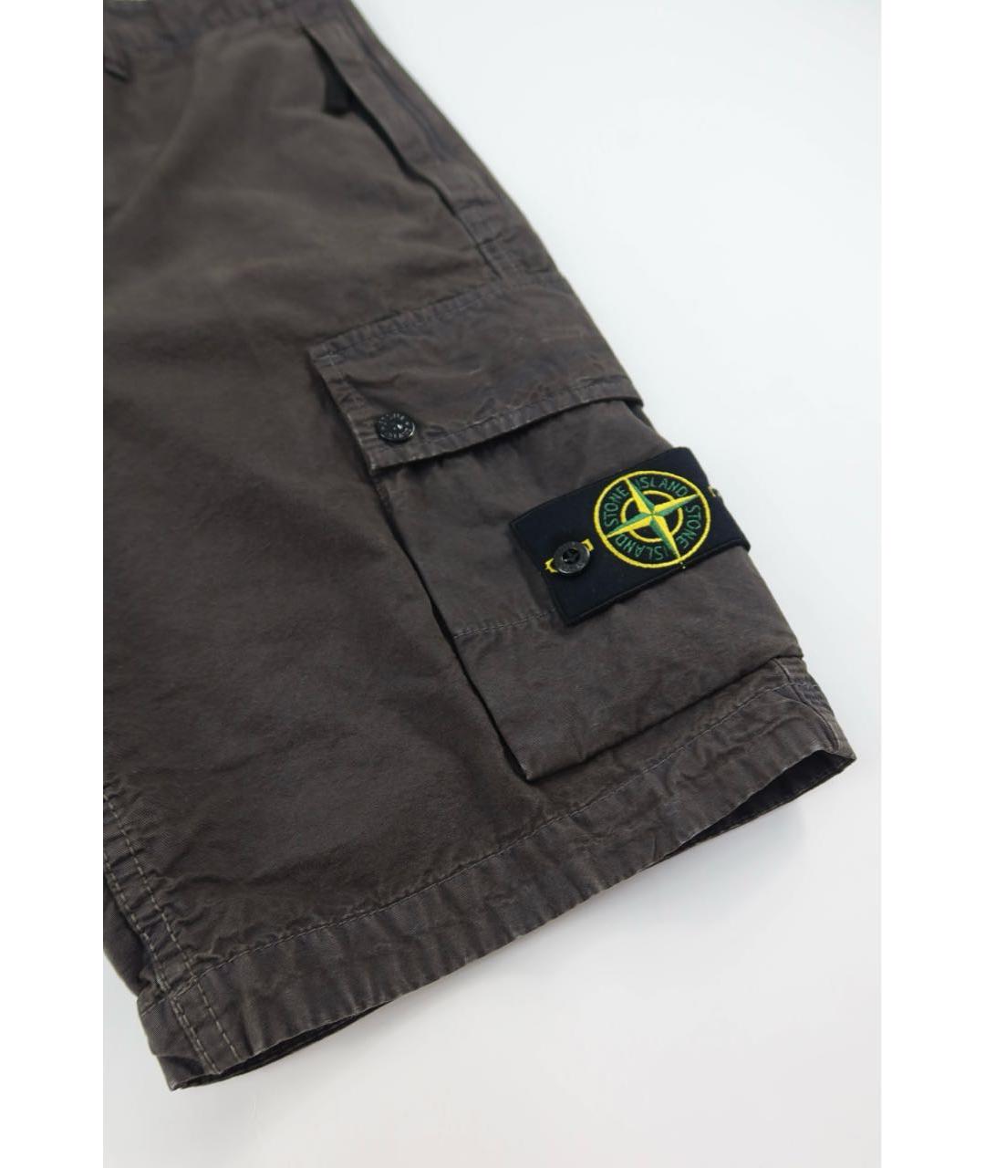 STONE ISLAND Коричневые хлопковые шорты, фото 2