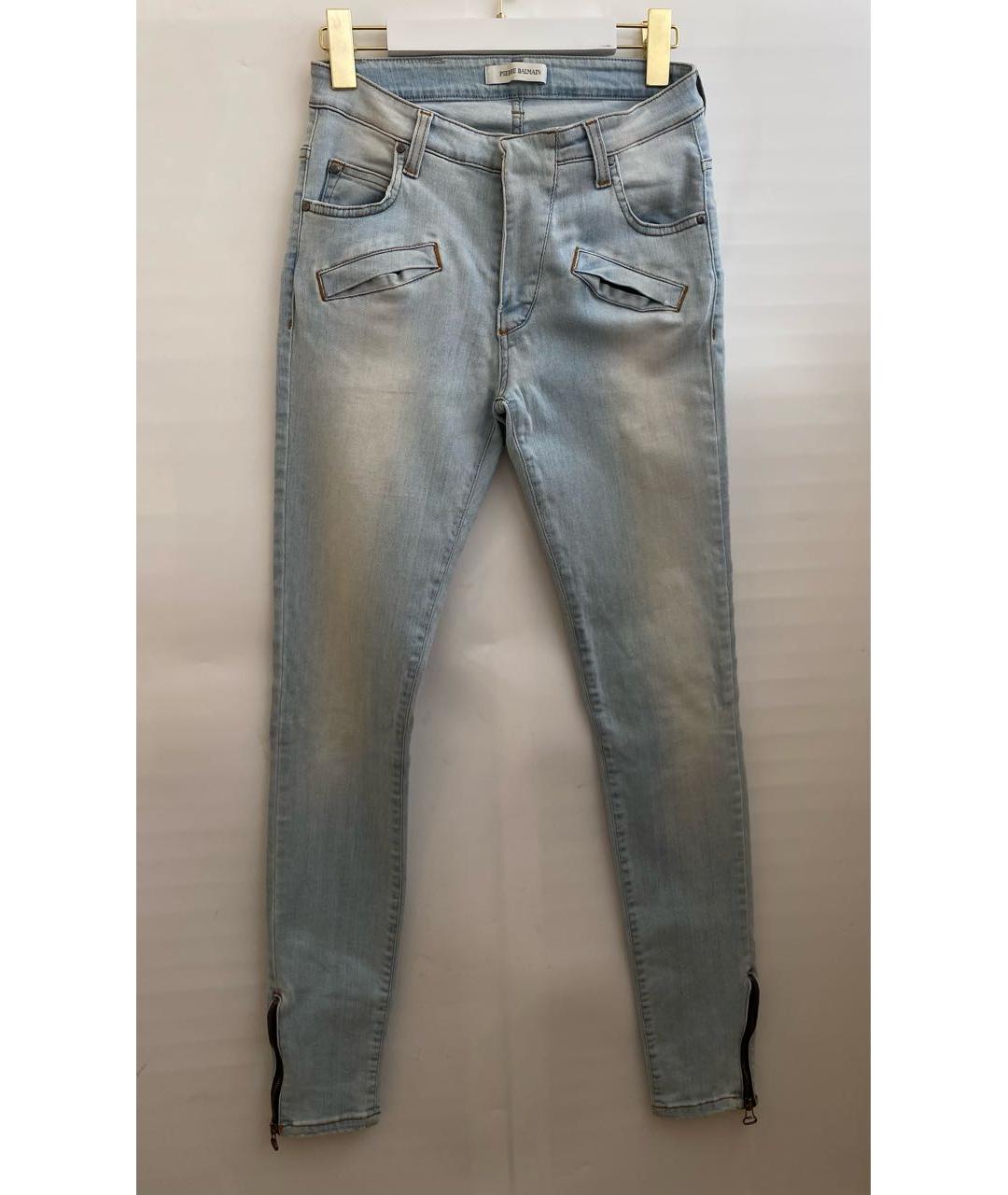 PIERRE BALMAIN Голубые хлопковые джинсы слим, фото 2