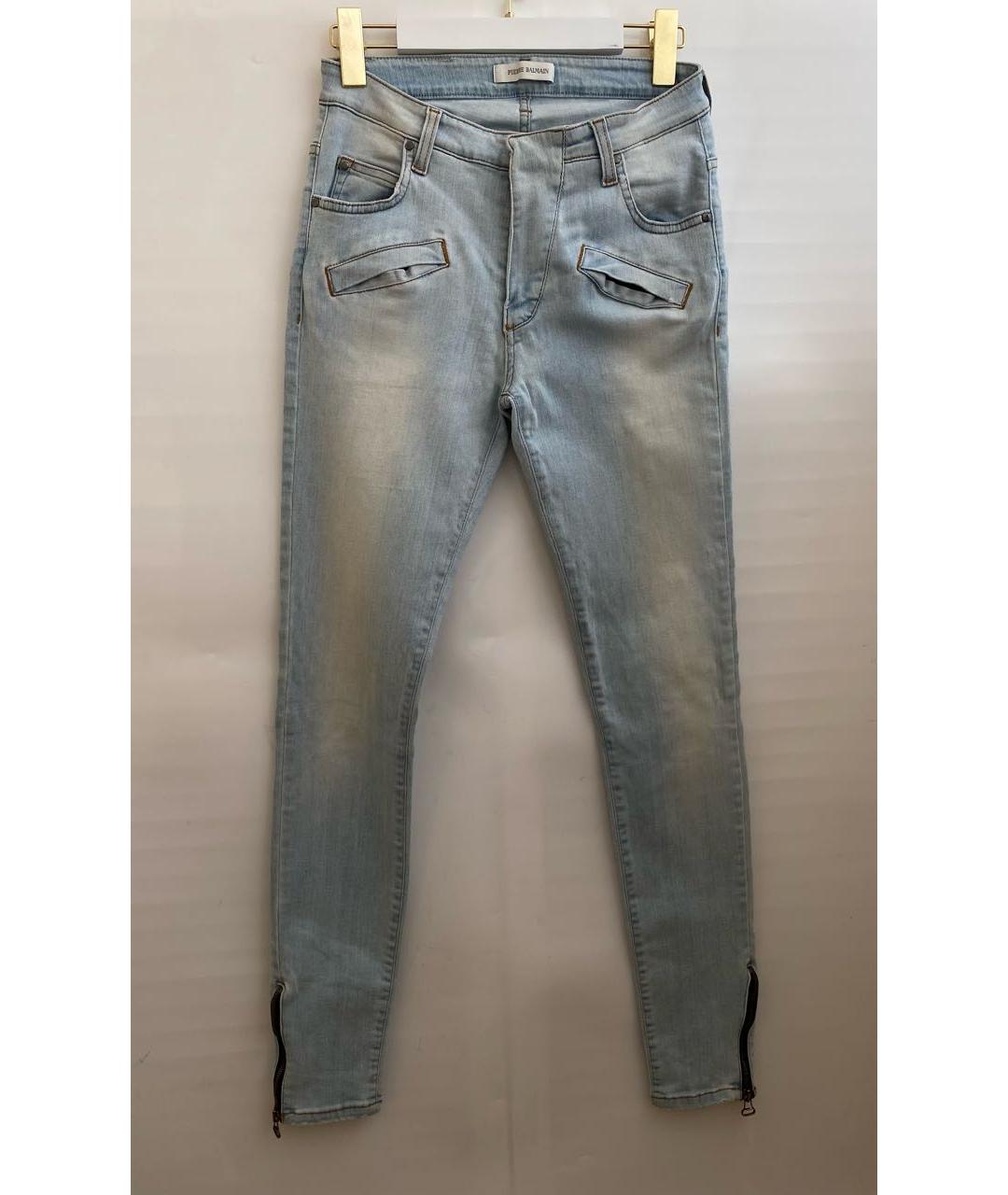 PIERRE BALMAIN Голубые хлопковые джинсы слим, фото 5