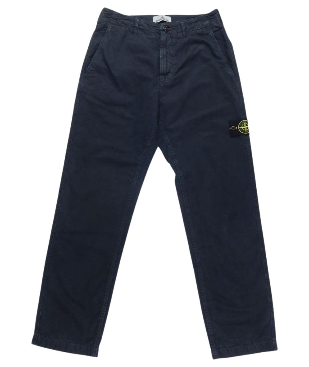 STONE ISLAND Темно-синие хлопковые повседневные брюки, фото 1