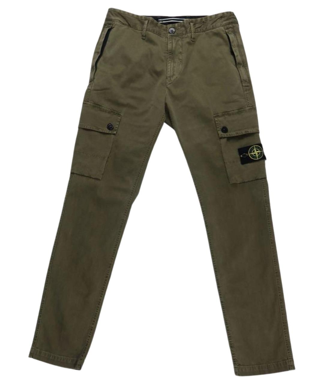 STONE ISLAND Хаки хлопковые повседневные брюки, фото 1