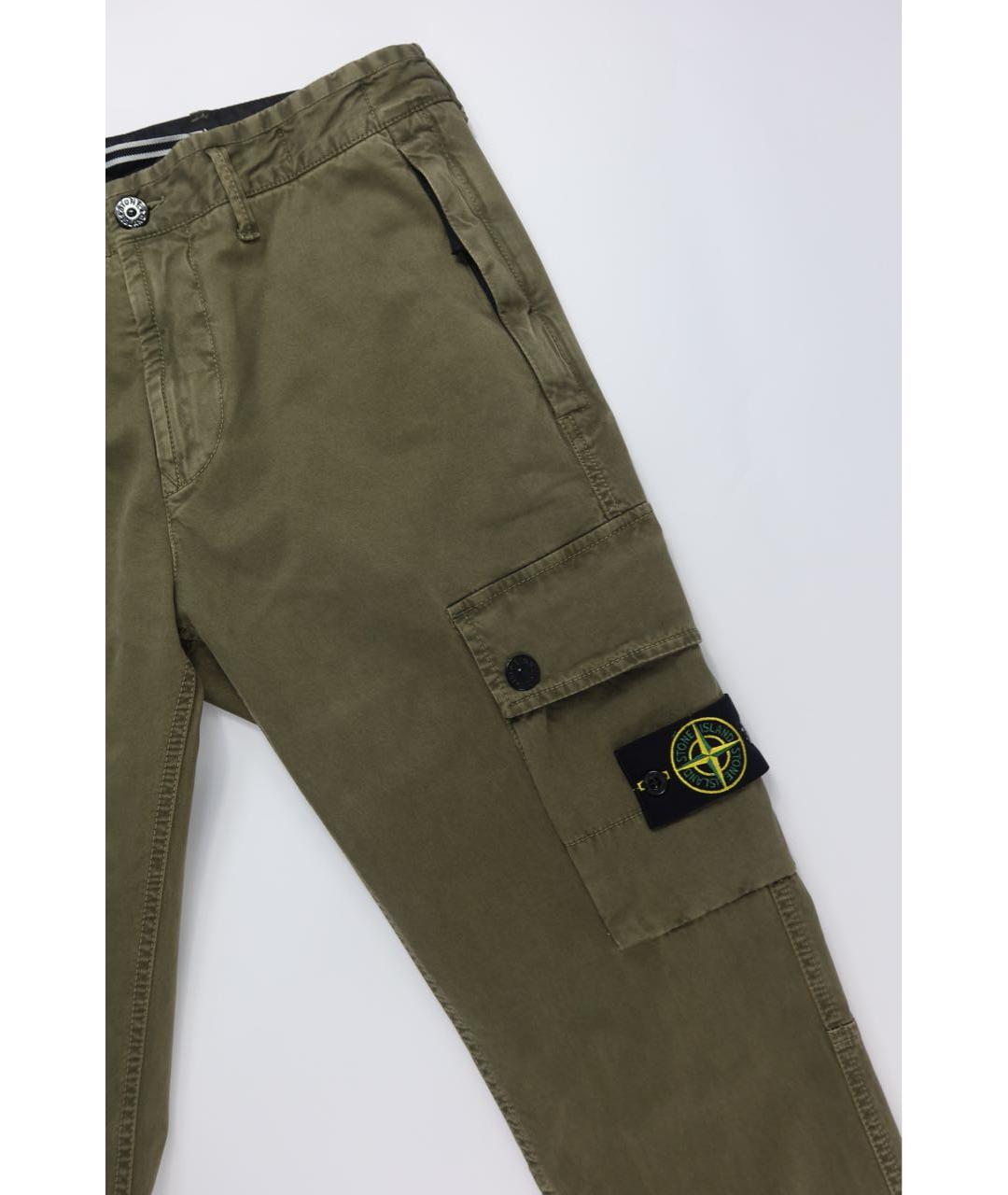 STONE ISLAND Хаки хлопковые повседневные брюки, фото 2