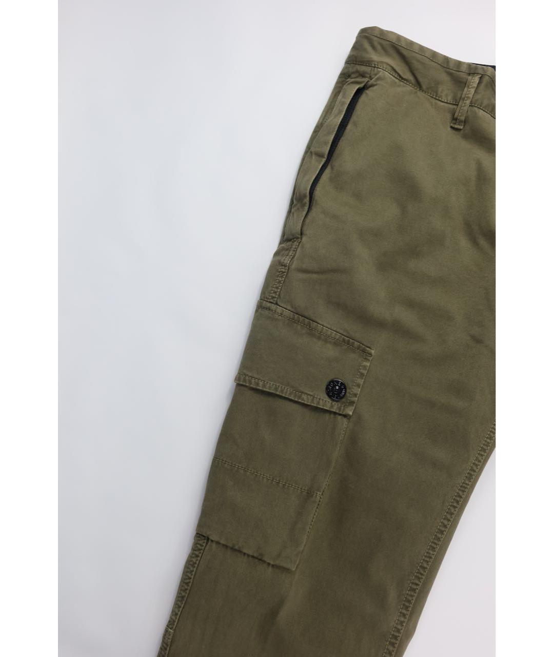 STONE ISLAND Хаки хлопковые повседневные брюки, фото 3