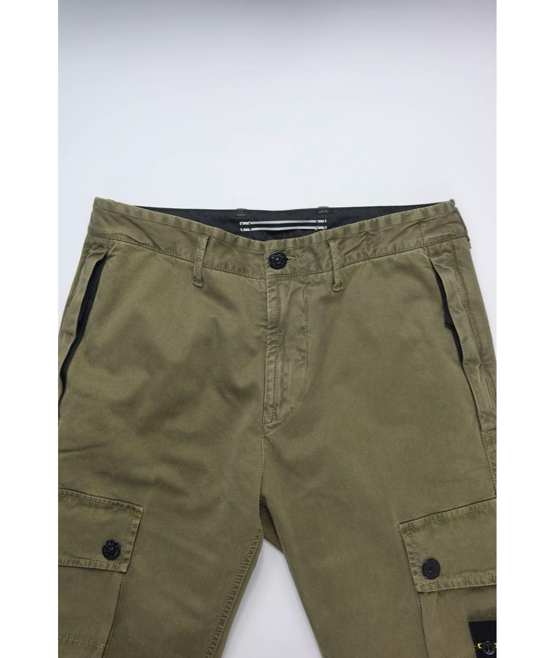 STONE ISLAND Хаки хлопковые повседневные брюки, фото 4