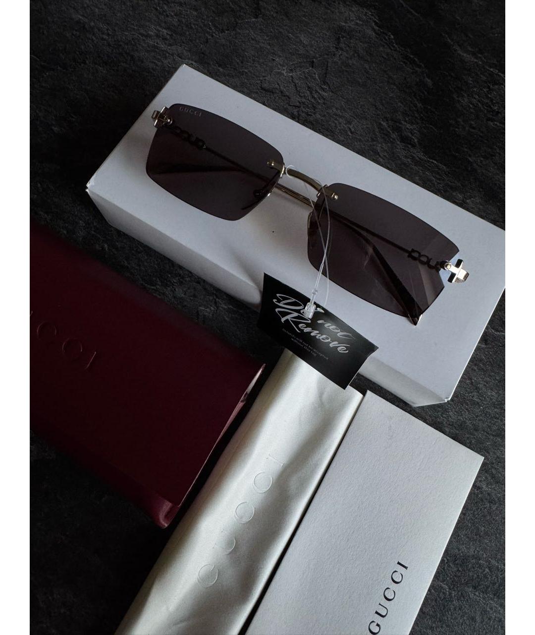 GUCCI Черные металлические солнцезащитные очки, фото 3