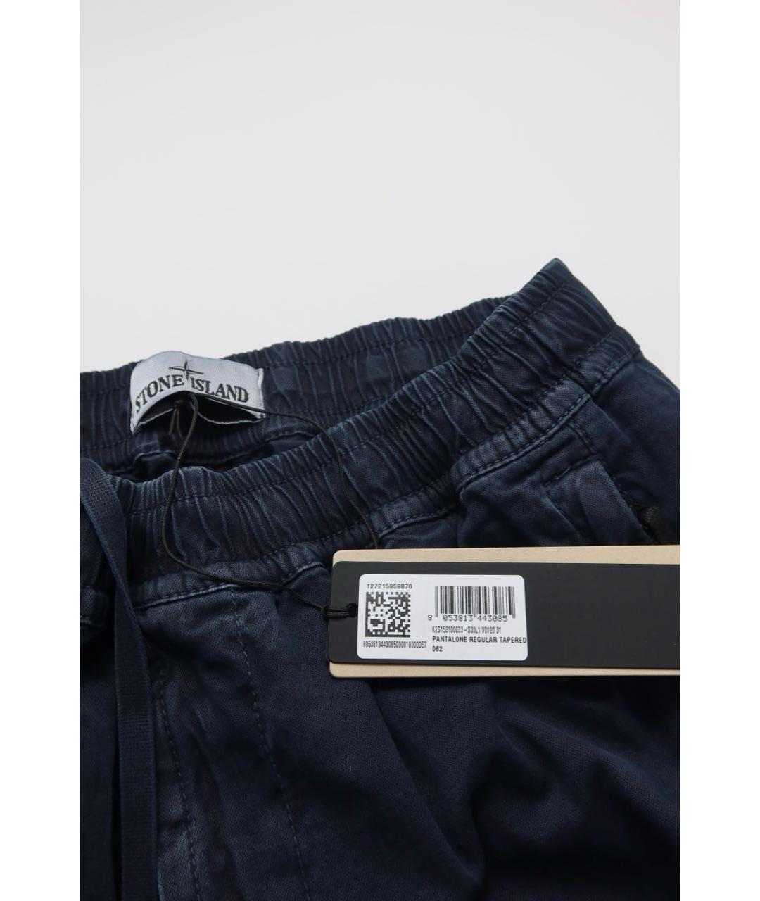 STONE ISLAND Темно-синие хлопковые повседневные брюки, фото 5