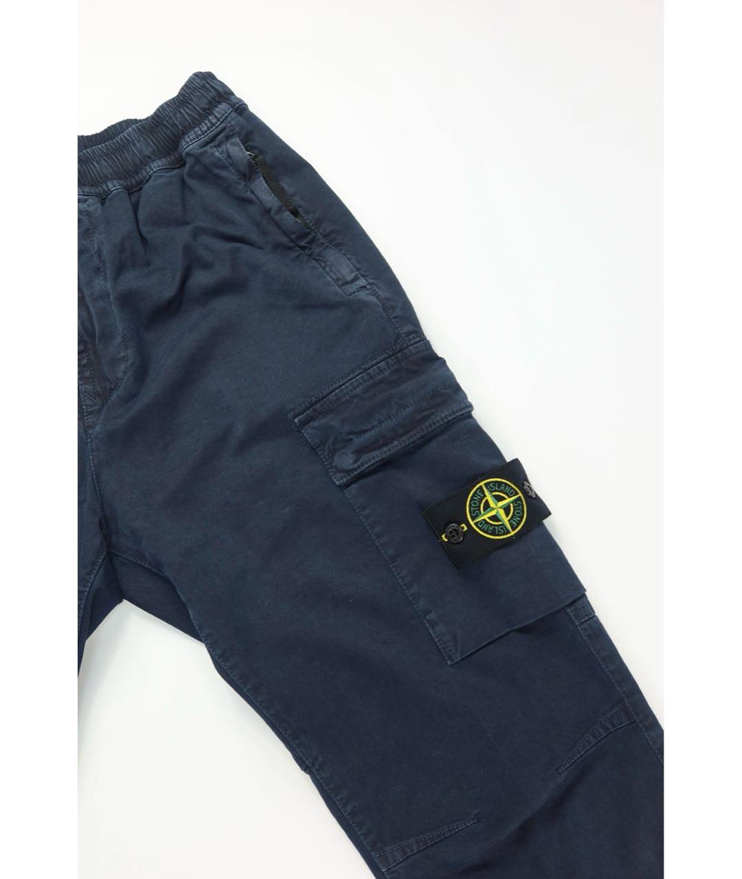STONE ISLAND Темно-синие хлопковые повседневные брюки, фото 2