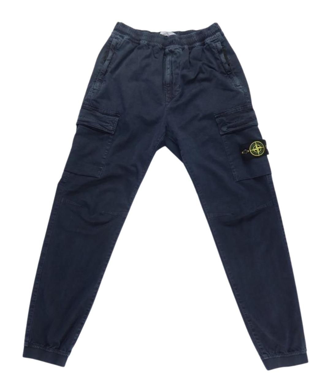 STONE ISLAND Темно-синие хлопковые повседневные брюки, фото 1