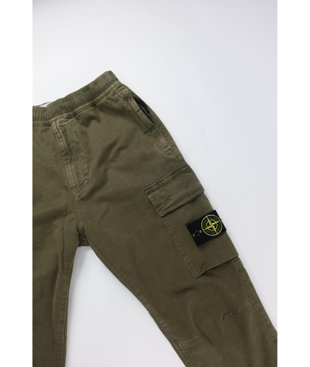 STONE ISLAND Хаки хлопковые повседневные брюки, фото 2