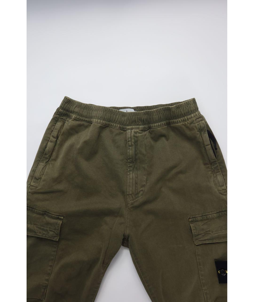 STONE ISLAND Хаки хлопковые повседневные брюки, фото 4