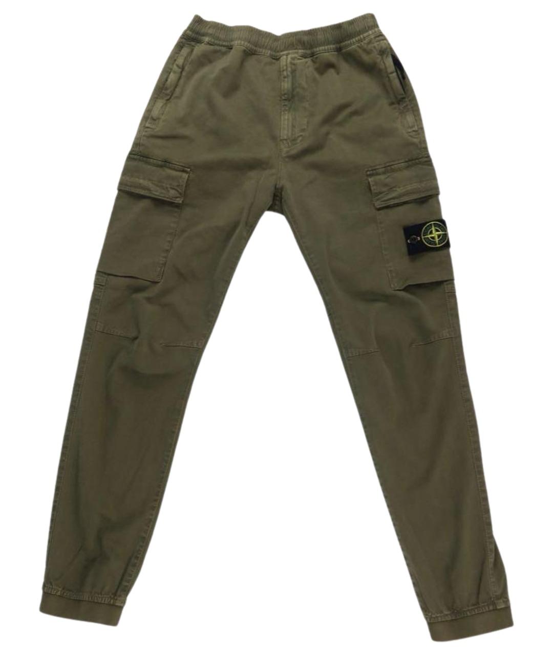 STONE ISLAND Хаки хлопковые повседневные брюки, фото 1