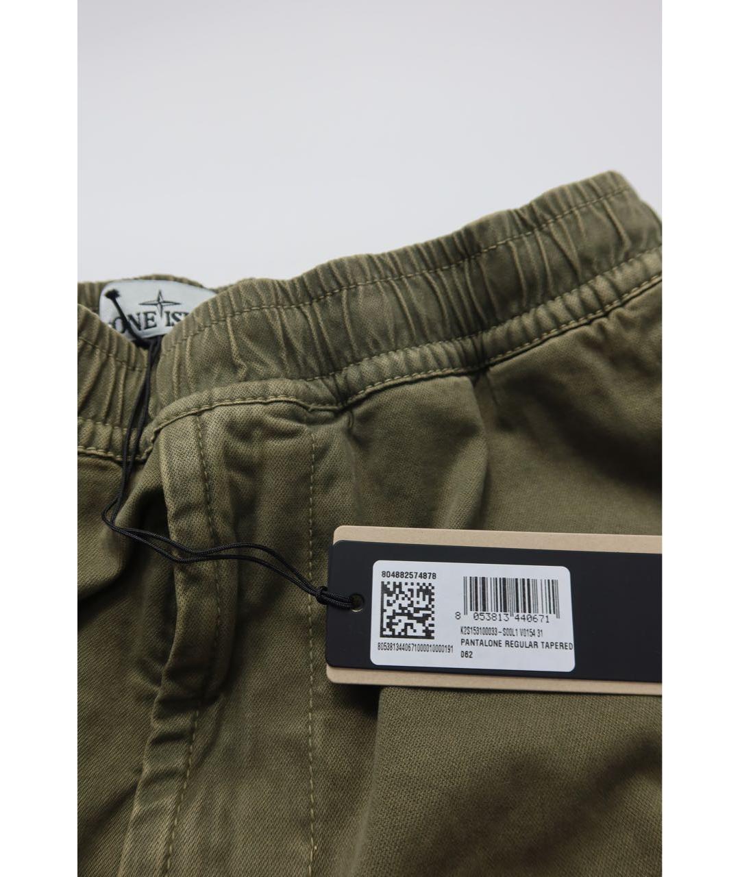 STONE ISLAND Хаки хлопковые повседневные брюки, фото 5