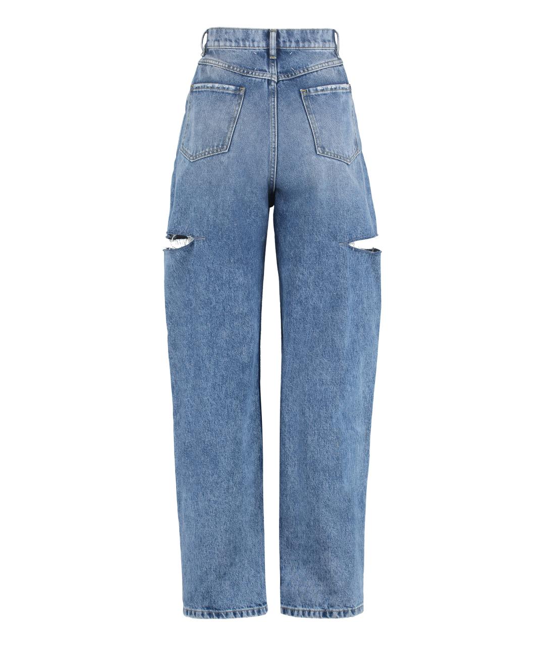 MAISON MARGIELA Синие хлопковые прямые джинсы, фото 2