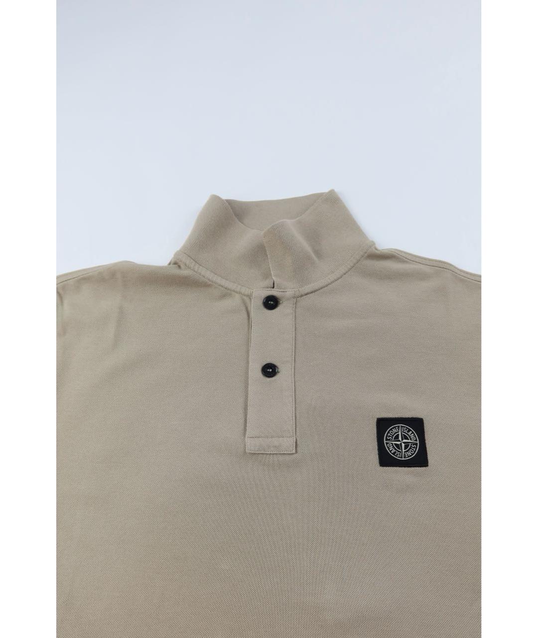 STONE ISLAND Бежевое хлопковое поло с коротким рукавом, фото 3