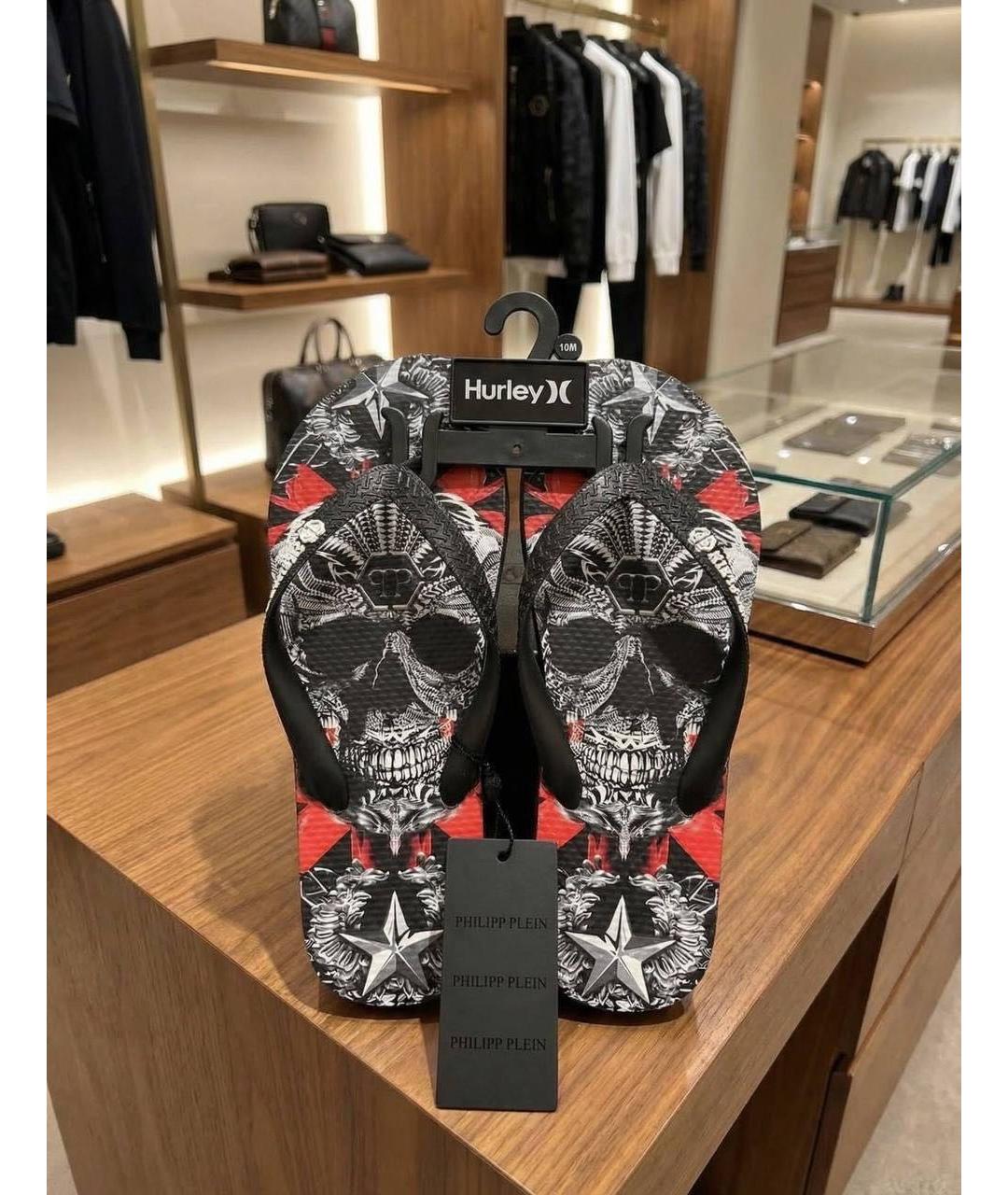 PHILIPP PLEIN Черные резиновые шлепанцы, фото 8