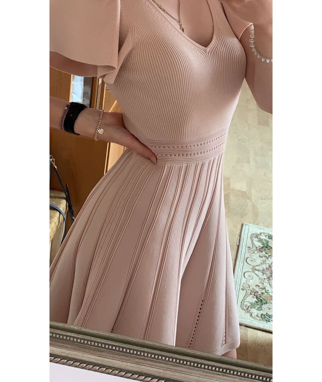 SANDRO Розовое вискозное повседневное платье, фото 6