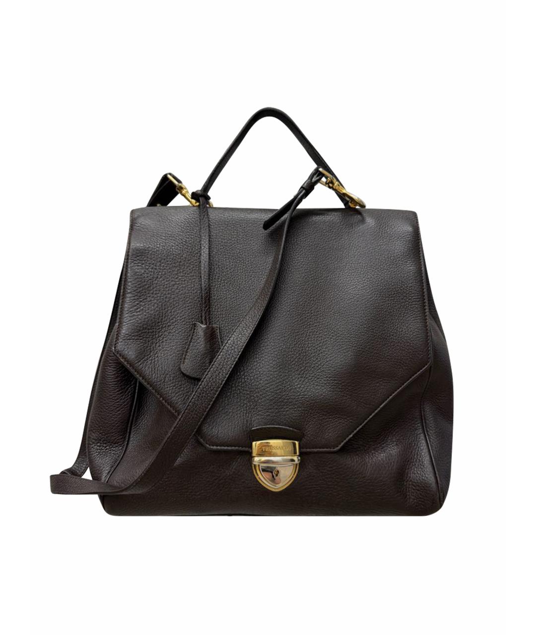TRUSSARDI Коричневая кожаная сумка тоут, фото 1