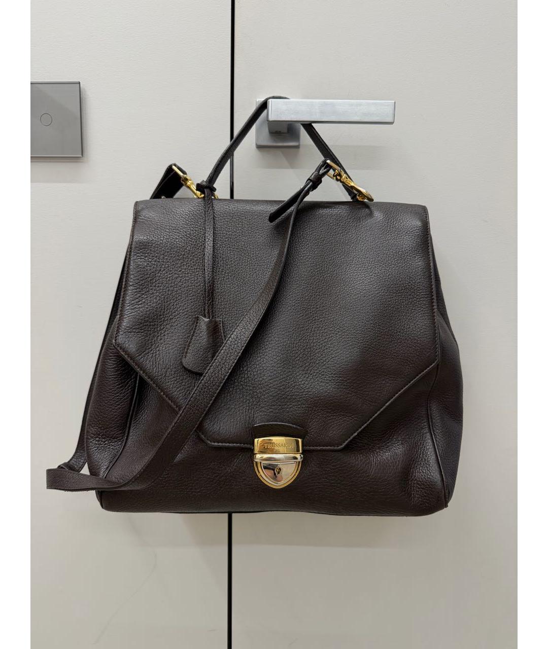 TRUSSARDI Коричневая кожаная сумка тоут, фото 5