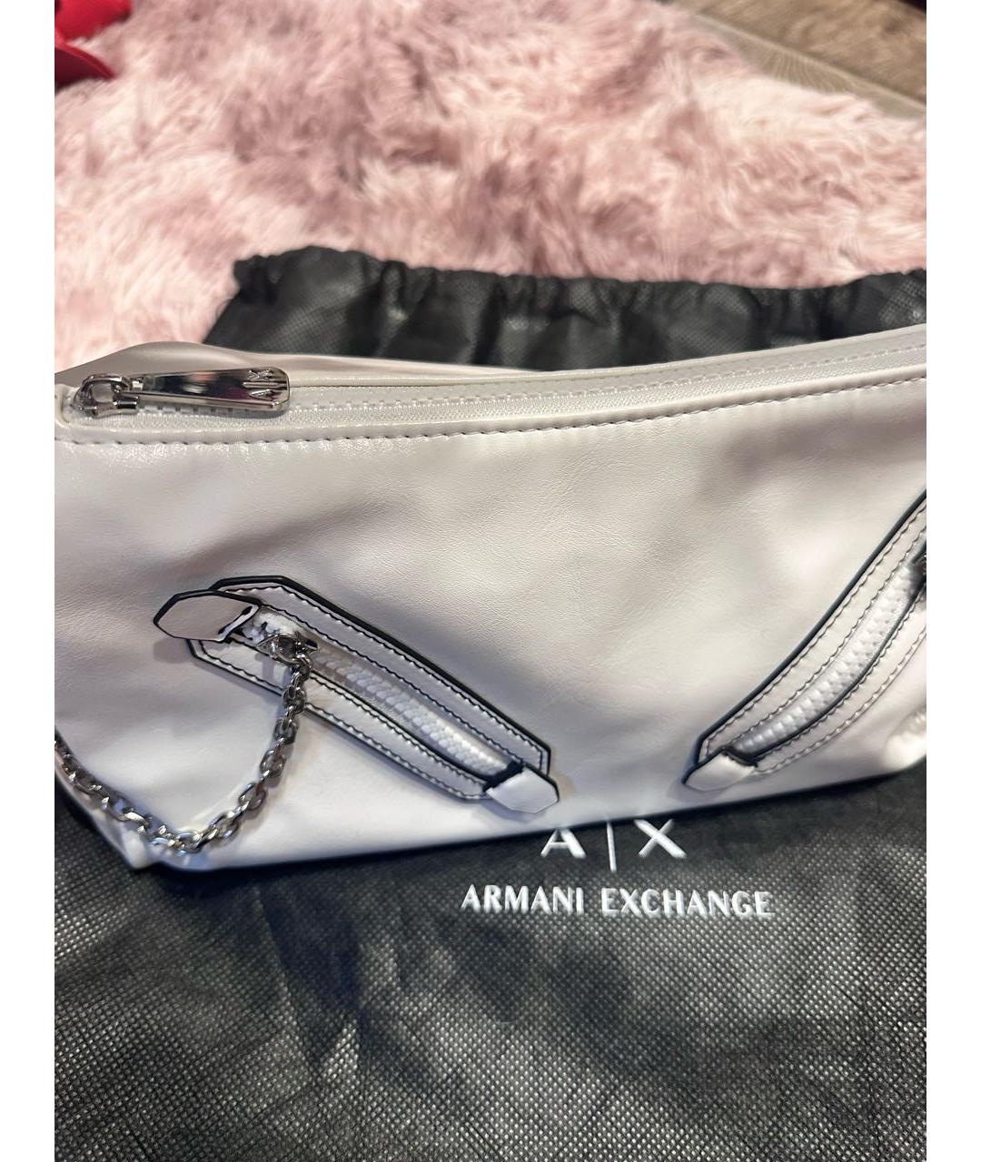 ARMANI EXCHANGE Белая сумка с короткими ручками из искусственной кожи, фото 4