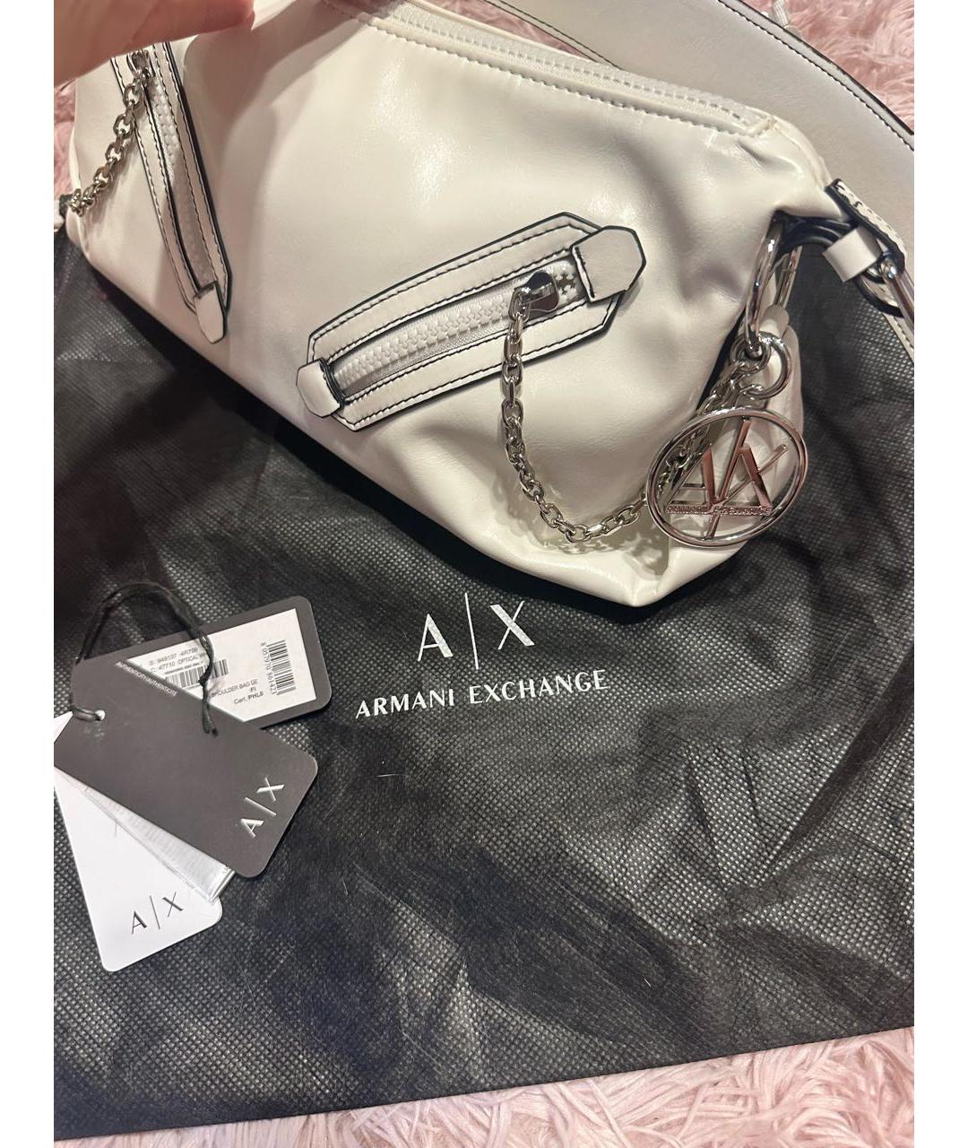 ARMANI EXCHANGE Белая сумка с короткими ручками из искусственной кожи, фото 5