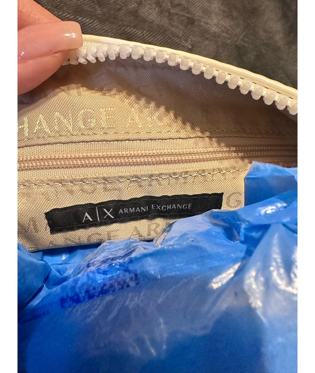 ARMANI EXCHANGE Белая сумка с короткими ручками из искусственной кожи, фото 6