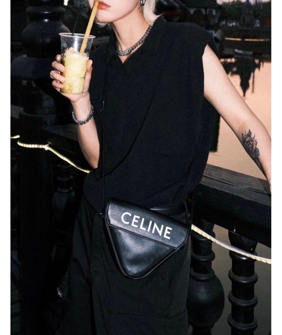 CELINE Черная кожаная сумка через плечо, фото 4