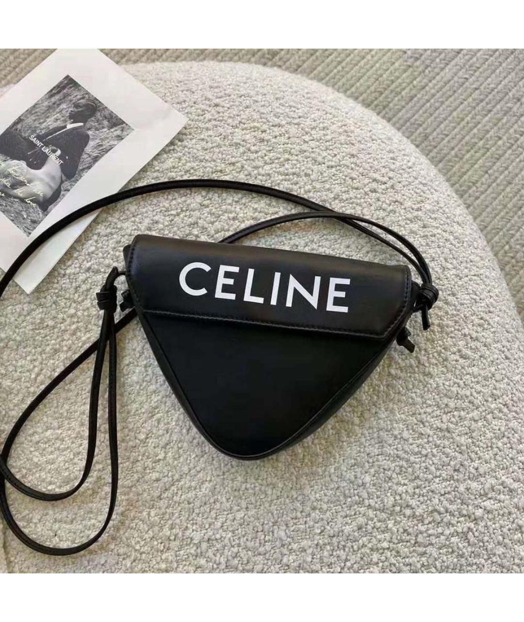 CELINE Черная кожаная сумка через плечо, фото 6