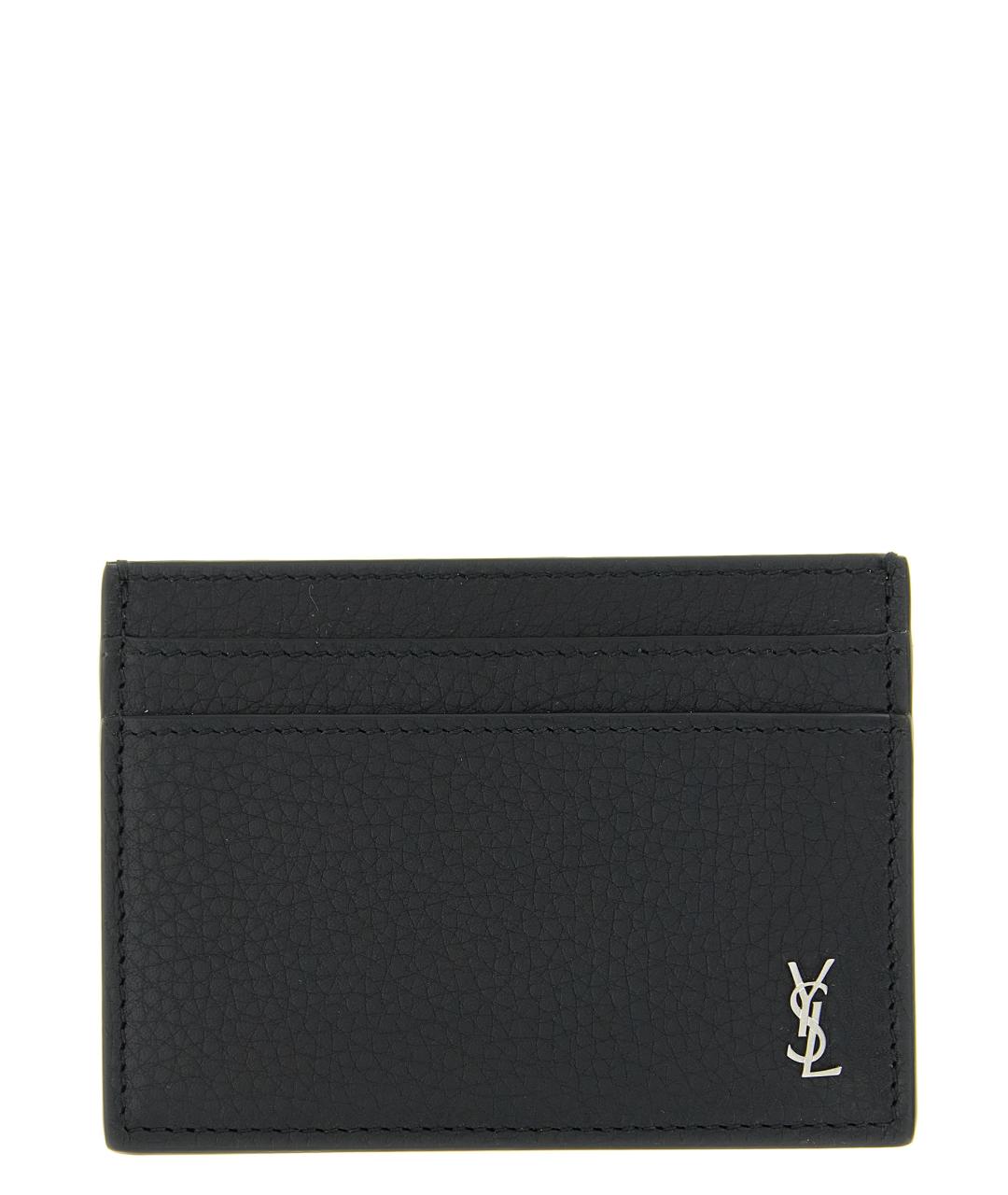 SAINT LAURENT Черный кожаный кардхолдер, фото 1