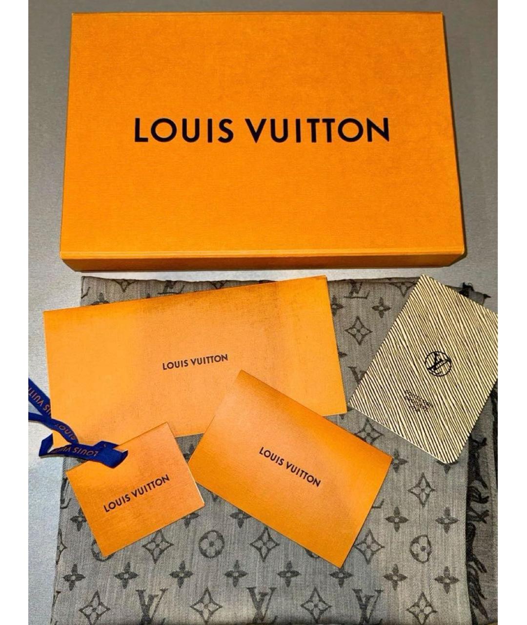 LOUIS VUITTON Антрацитовый хлопковый шарф, фото 4